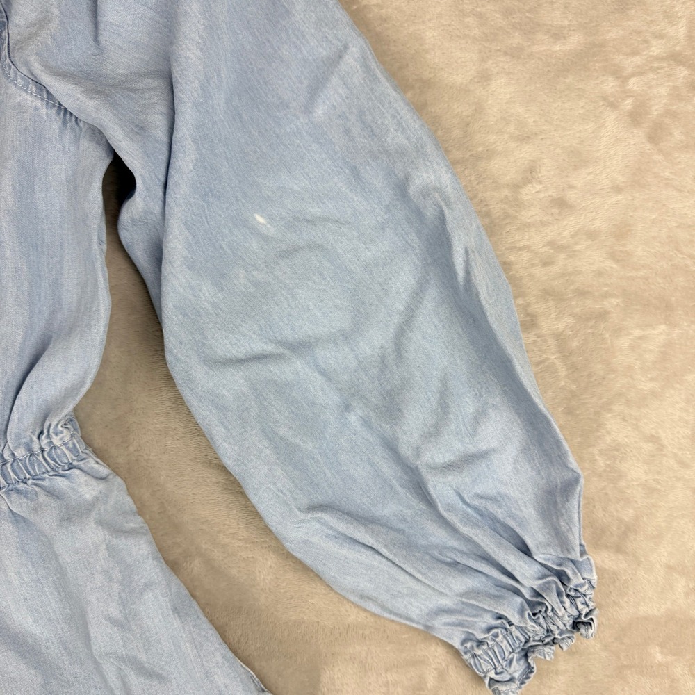 Lauren Ralph Lauren Boho Midi Dress 10 Light Blue Lyocell Ruffles Cottagecore - Picture 6 of 14